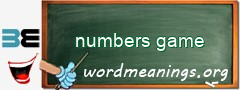 WordMeaning blackboard for numbers game